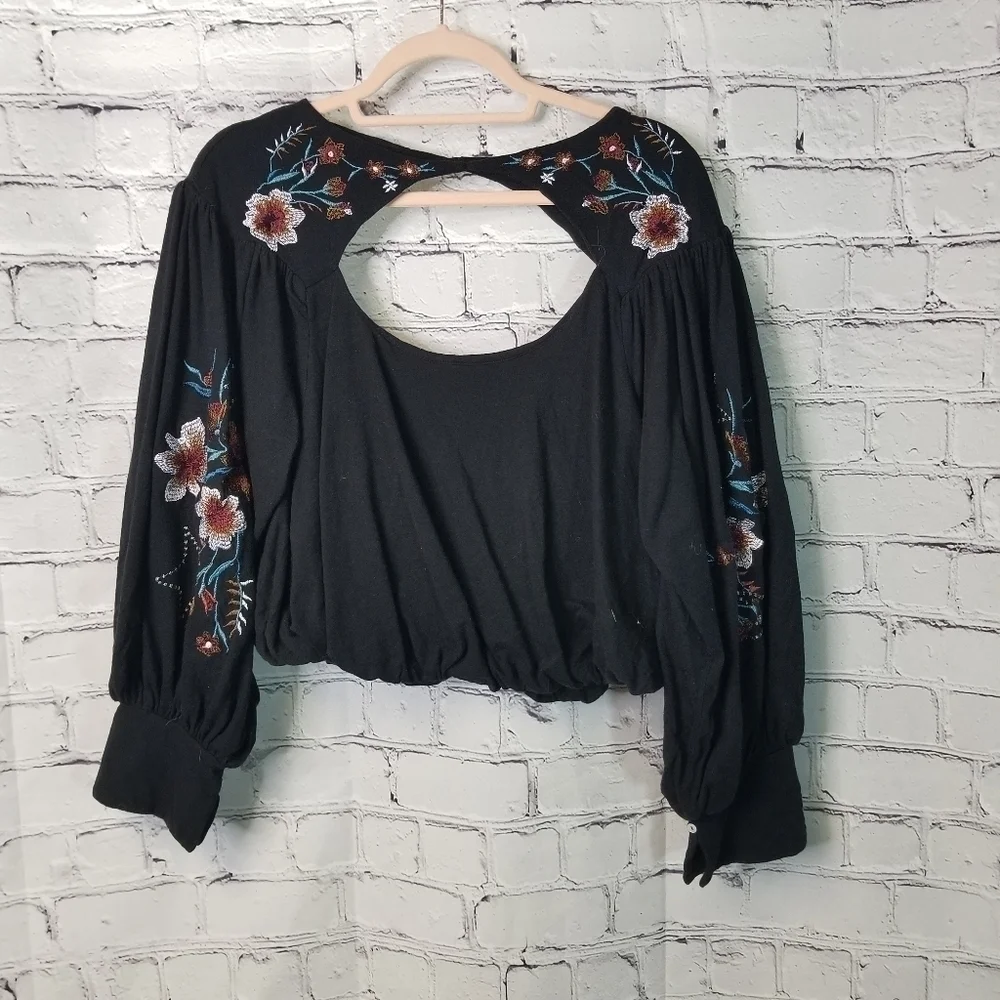 Free People Lita embroidered cutout top